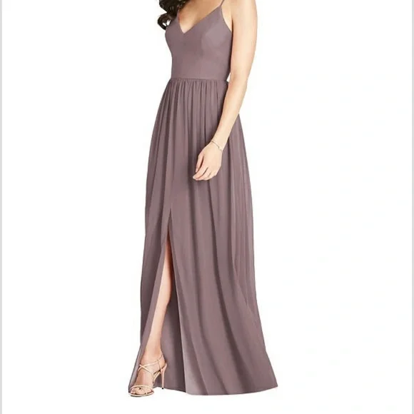 Dessy French Truffle Bridesmaid dress: Criss Cross Strap Backless Maxi Dress Dessy French Truffle Bridesmaid dress: Criss Cross Strap Backless Maxi Dress